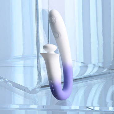 Evolved SPRING LOADED - White/Purple 23 cm USB Rechargeable Multi-Tapping Vibrator Evolved
