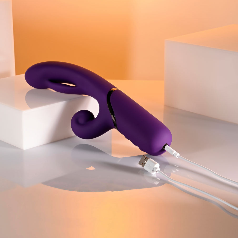 Evolved PLEASURE PUFF - Purple 24.1 cm USB Rechargeable Inflatable Rabbit Vibrator Evolved