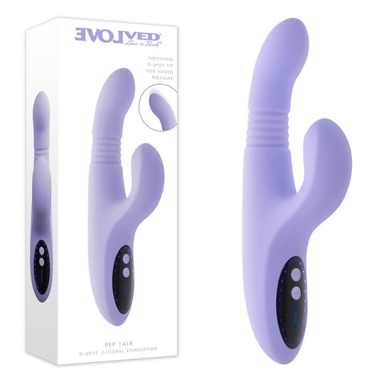 Evolved PEP TALK - Purple 23.3 cm USB Rechargeable Thrusting Vibrator with Tapping Clitoral Stimulator Evolved