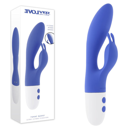 Evolved FUNNY BUNNY - Blue 20 cm USB Rechargeable Rabbit Vibrator Evolved