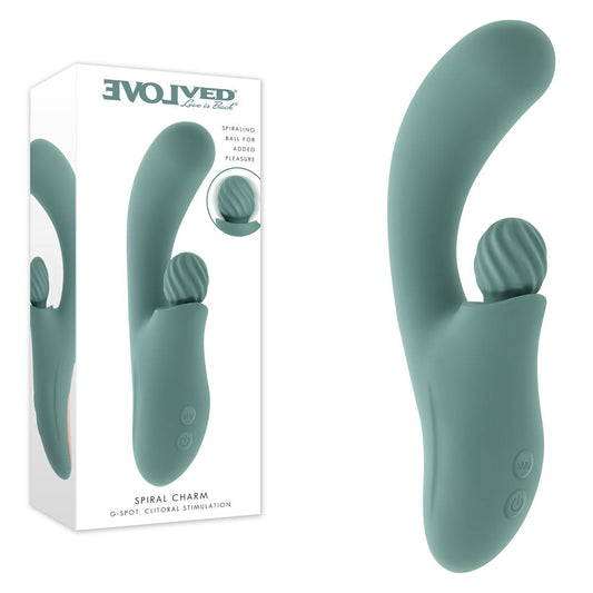 Evolved SPIRAL CHARM - Green 18 cm USB Rechargeable Rabbit Vibrator Evolved