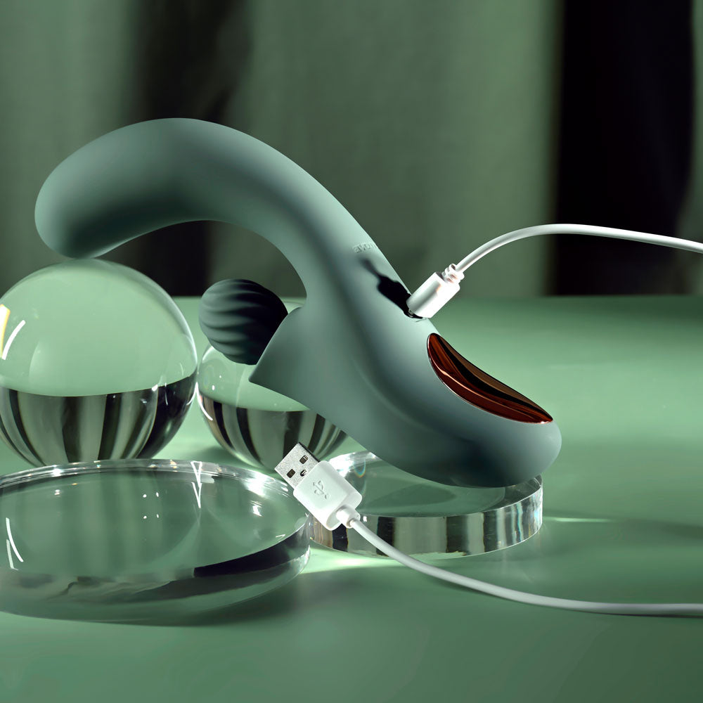 Evolved SPIRAL CHARM - Green 18 cm USB Rechargeable Rabbit Vibrator Evolved