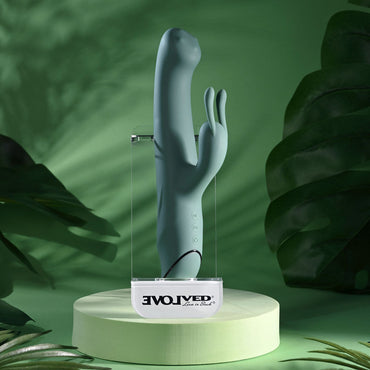 Evolved SATIN SWIRL - Green 23 cm USB Rechargeable Rabbit Vibrator with Swirling Head Evolved