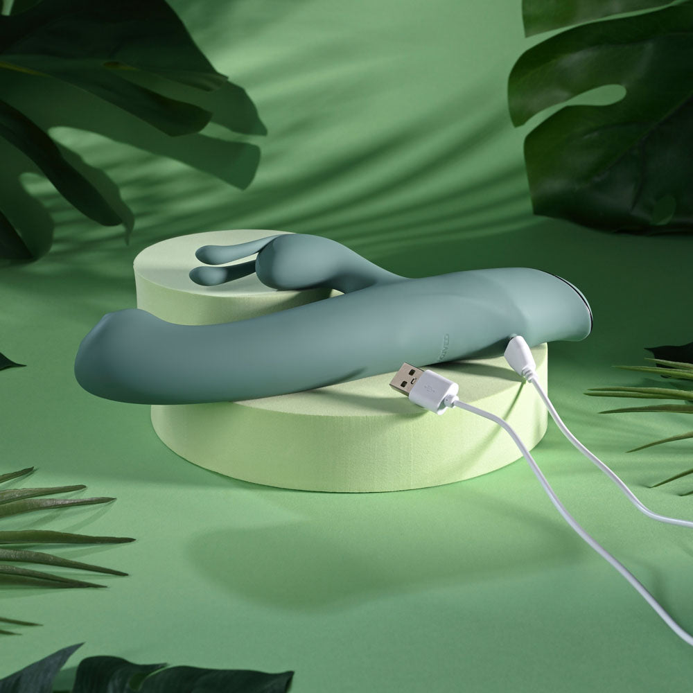 Evolved SATIN SWIRL - Green 23 cm USB Rechargeable Rabbit Vibrator with Swirling Head Evolved