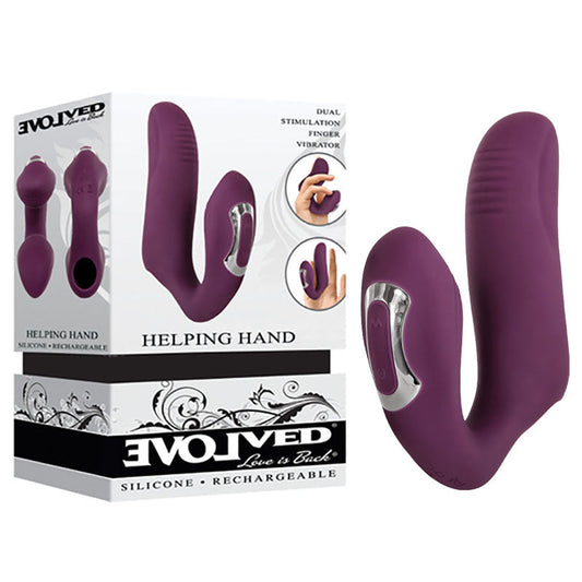 Evolved Helping Hand - Purple USB Rechargeable Dual Finger Stimulator Club X