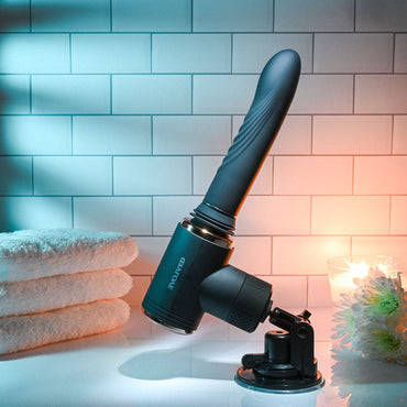 Evolved TOO HOT TO HANDLE - Black USB Rechargeable Thrusting Vibe with Stand Evolved