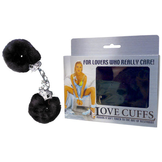 Love Cuffs - Black Fluffy Hand Cuffs Excellent Power