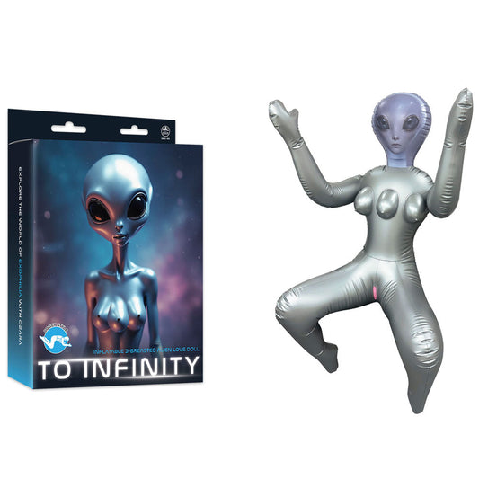 To Infinity - Silver Inflatable Squatting Alien Love Doll Excellent Power