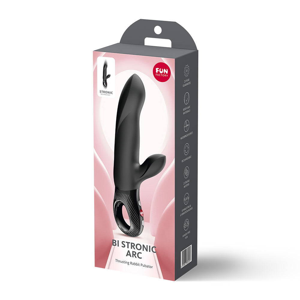 Fun Factory BI STRONIC ARC Black - Black 21.6 cm USB-C Rechargeable Thrusting Vibrator Fun Factory