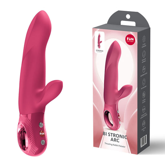 Fun Factory BI STRONIC ARC Raspberry - Raspberry 21.6 cm USB-C Rechargeable Thrusting Vibrator Fun Factory