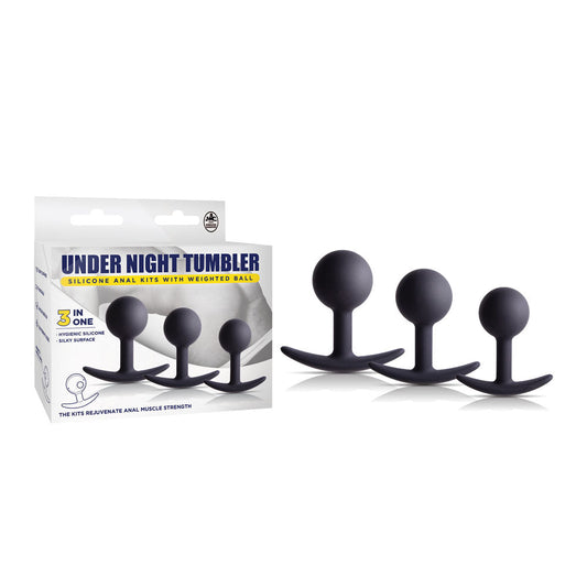 Under Night Tumbler - Black Butt Plugs with Weighted Balls - Set of 3 Sizes Excellent Power