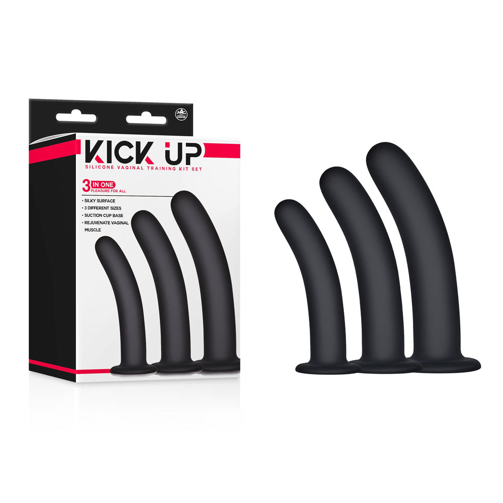 Kick Up Silicone Vaginal Training Kit - Black Vaginal Dilators - Set of 3 Sizes Excellent Power