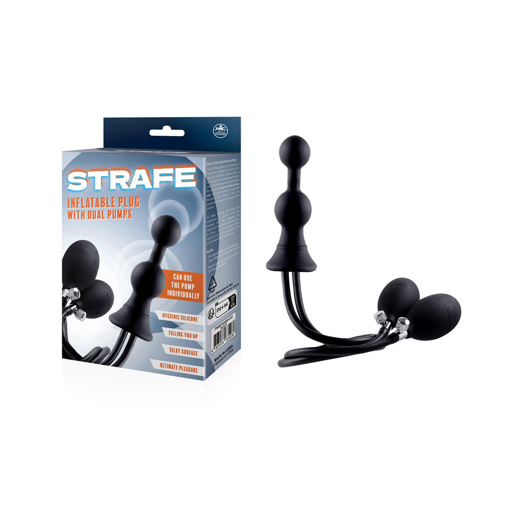 Strafe - Black Inflatable Butt Plug with Dual Hand Pumps Black - Club X
