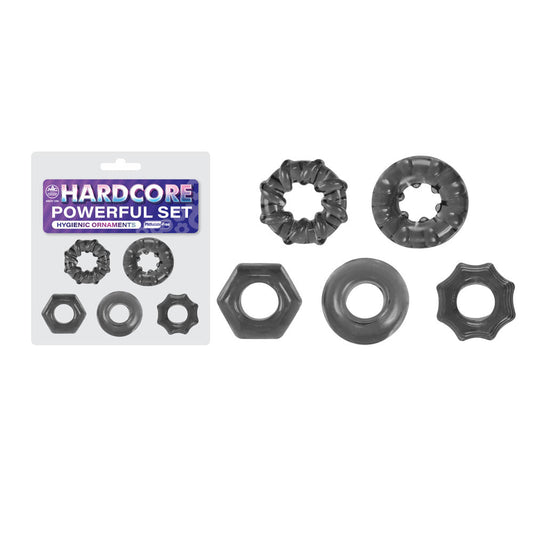 Hardcore Powerful Set Cock Rings - Set of 5 - Smoke Cock Rings - Set of 5 Excellent Power