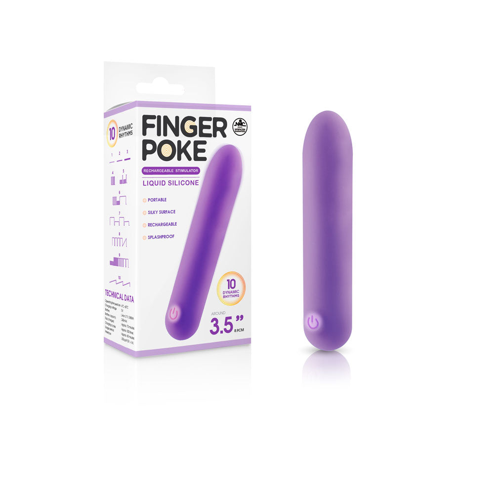 Finger Poke - Purple - Purple 8.9 cm USB Rechargeable Bullet Excellent Power