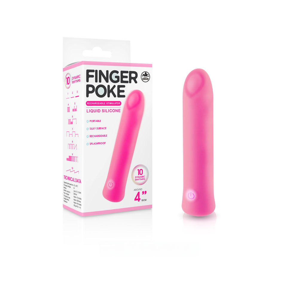 Finger Poke - Pink - Pink 10 cm USB Rechargeable Bullet Excellent Power