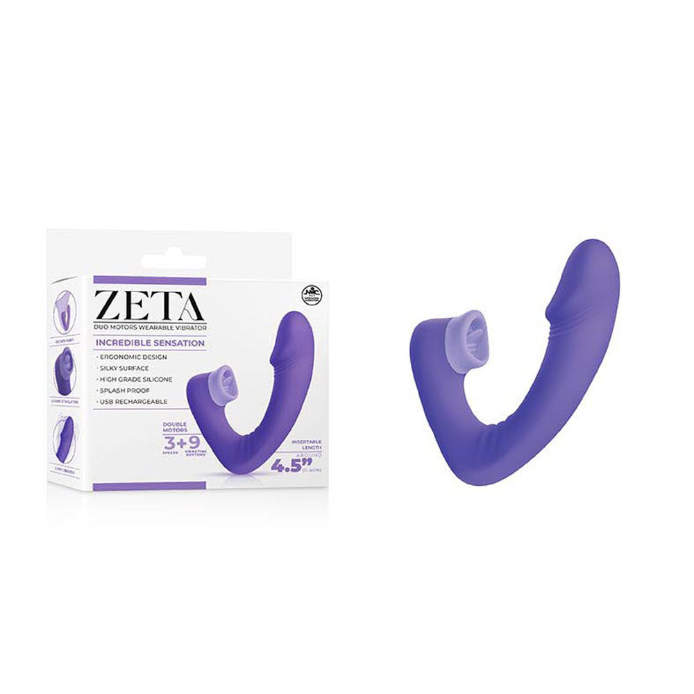 Zeta Duo Motor Wearable Vibrator - Purple 11.4 cm USB Rechargeable Vibrator with Flicking Clitoral Stimulator Excellent Power