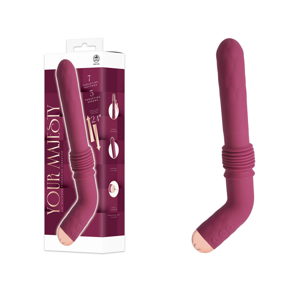 Your Majesty - Maroon USB-C Rechargeable Thrusting Vibrator Excellent Power
