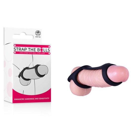 Strap The Balls - Black Cock Strap with Ball Stretcher Excellent Power