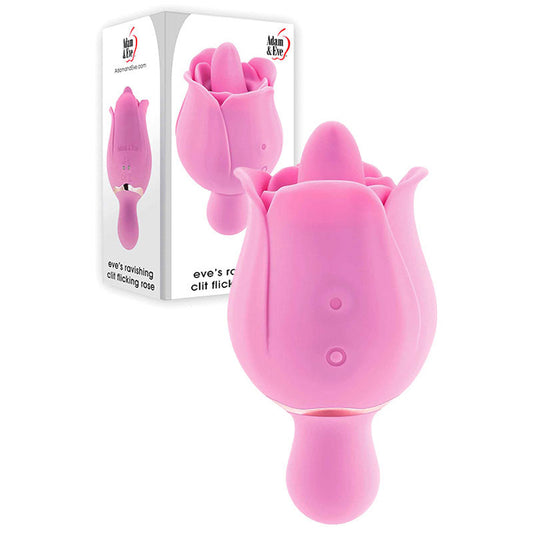 Adam & Eve EVES RAVISHING CLIT FLICKING ROSE - Pink USB Rechargeable Rose Flicking Stimulator Adam & Eve