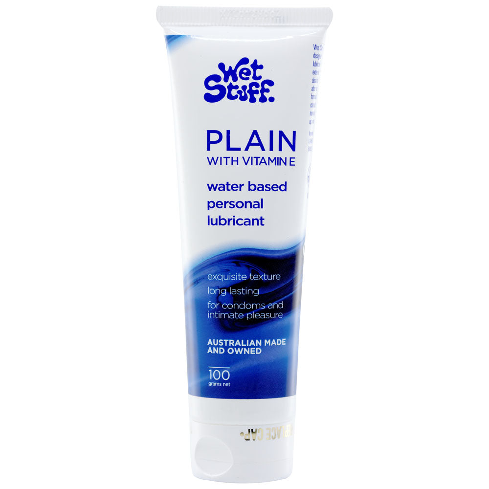 Wet Stuff Plain - 100g Tube - Water Based Lubricant with Vitamin E - 100 gram Tube Wet Stuff