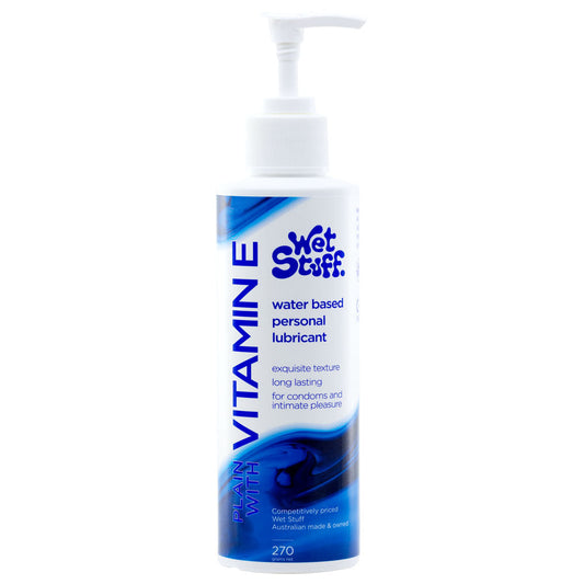 Wet Stuff Plain - 270g Pump - Water Based Lubricant with Vitamin E - 270 gram Pump Bottle Wet Stuff