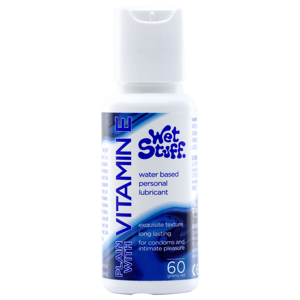 Wet Stuff Plain - 60g Bottle - Water Based Lubricant with Vitamin E - 60 gram Bottle Wet Stuff