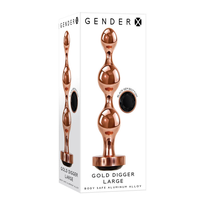 Gender X GOLD DIGGER Large - Rose Gold Large Butt Plug with Black Gem Base Gender X