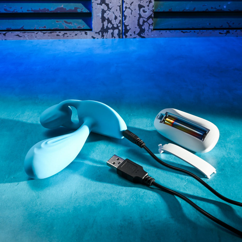 Gender X WEAR ME OUT - Blue 11.1 cm USB Rechargeable Wearable Vibrator with Wireless Remote Gender X