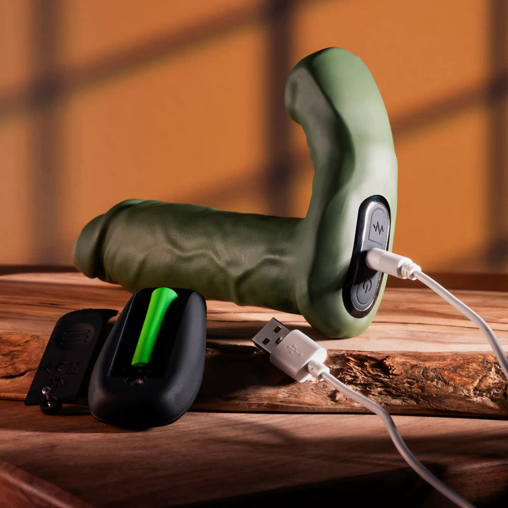Gender X THE HUNK - Green 15.2 cm USB Rechargeable Thrusting Vibrator with Remote Gender X