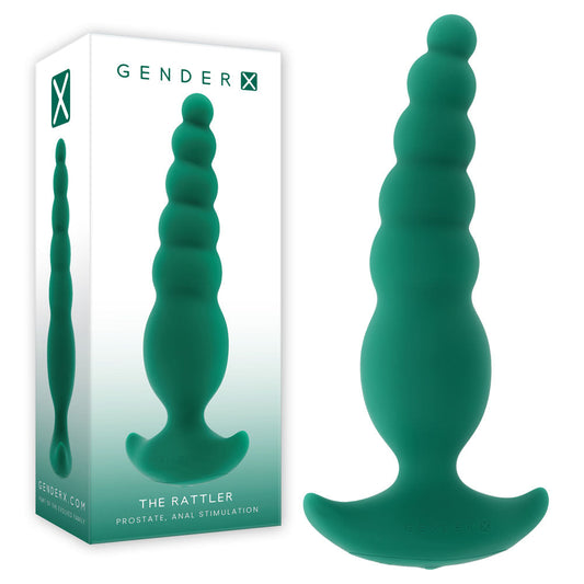 Gender X THE RATTLER - Green 17 cm USB Rechargeable Vibrating and Twirling Anal Plug Gender X