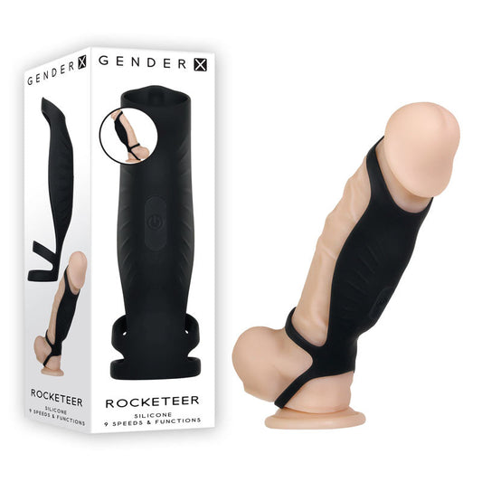 Gender X ROCKETEER - Black USB Rechargeable Vibrating Penis Sleeve Gender X