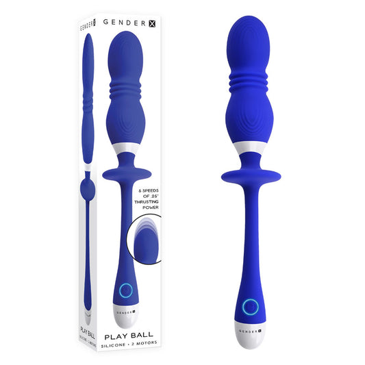 Gender X PLAY BALL - Blue 25 cm USB Rechargeable Thrusting & Vibrating Orbs Blue - Club X