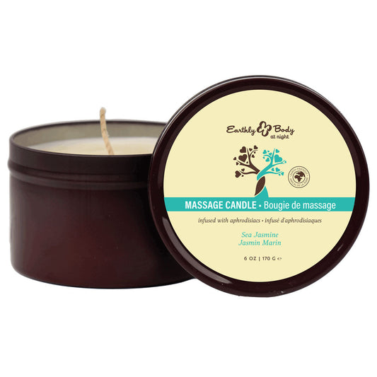 EB Aphrodisiac Massage Candle - Sea Jasmine - Sea Jasmine Scented Massage Candle - 170 g Earthly Body