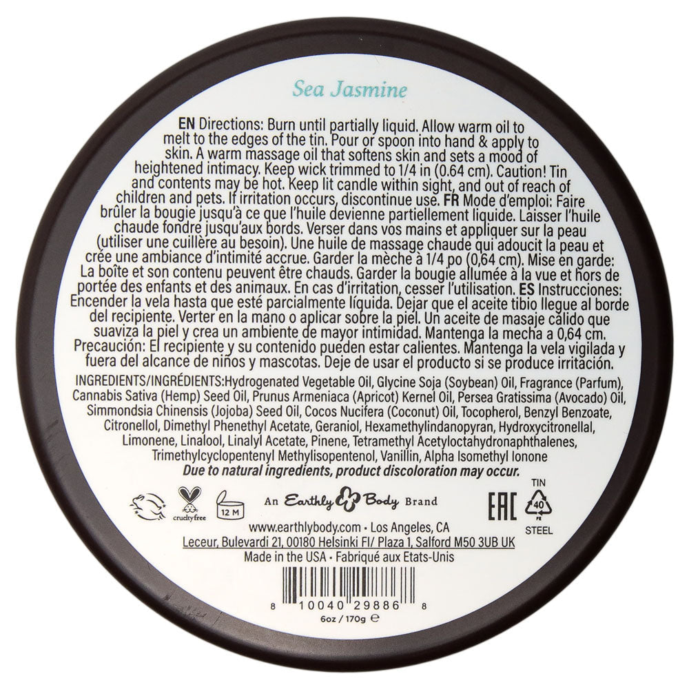 EB Aphrodisiac Massage Candle - Sea Jasmine - Sea Jasmine Scented Massage Candle - 170 g Earthly Body