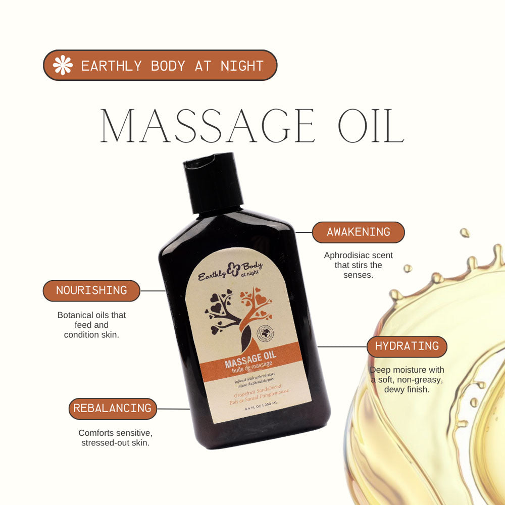 EB Hemp Seed Massage Oil GRAPEFRUIT SANDALWOOD - 60 ml - Grapefruit Sandalwood Scented Massage Oil - 60 ml Bottle Earthly Body