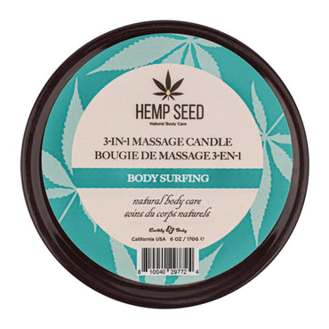 Hemp Seed 3-In-1 Massage Candle - Body Surfing (Aquatic Notes, Magnolia, Solar Florals) Scented - 170 g Earthly Body