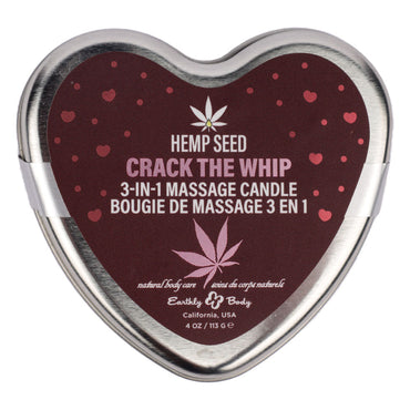 EB Hemp Seed 3 in 1 Massage Heart Candle - Crack The Whip - Crack The Whip (Dew-Kissed Rose, Violet Petals, Warm Amber) - 113 g Earthly Body