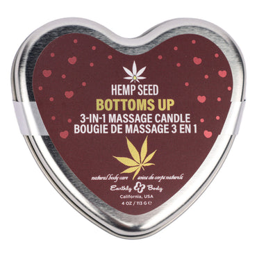 EB Hemp Seed 3 in 1 Massage Heart Candle - Bottom's Up - Bottoms Up (Wild Blueberries, Dewy Meadow-grass, Sweet Wildflowers) - 113 g Earthly Body