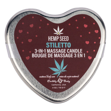 EB Hemp Seed 3 in 1 Massage Heart Candle - Stiletto - Stiletto (Flowering Sage, Wildflower Honey, Creamy Sandalwood) - 113 g Earthly Body