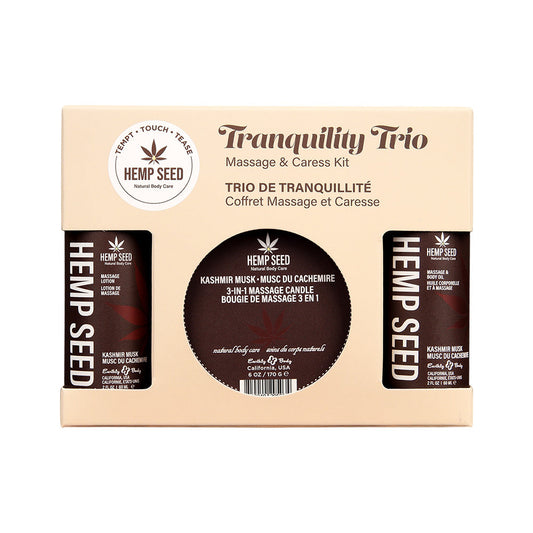 Hemp Seed Tranquility Trio - Kashmir Musk - Kashmir Musk Scented Massage & Caress Kit - 3 Piece Kit Earthly Body
