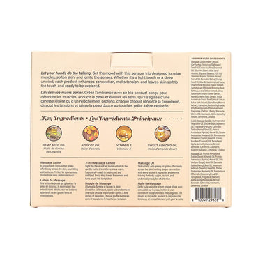 Hemp Seed Tranquility Trio - Kashmir Musk - Kashmir Musk Scented Massage & Caress Kit - 3 Piece Kit Earthly Body