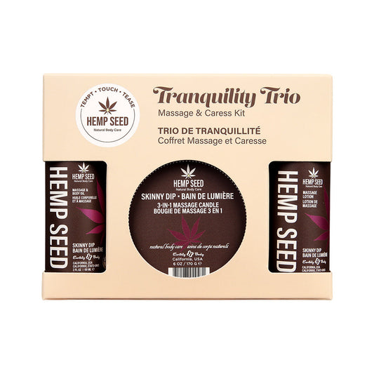 Hemp Seed Tranquility Trio - Skinny Dip - Skinny Dip Scented Massage & Caress Kit - 3 Piece Kit Earthly Body