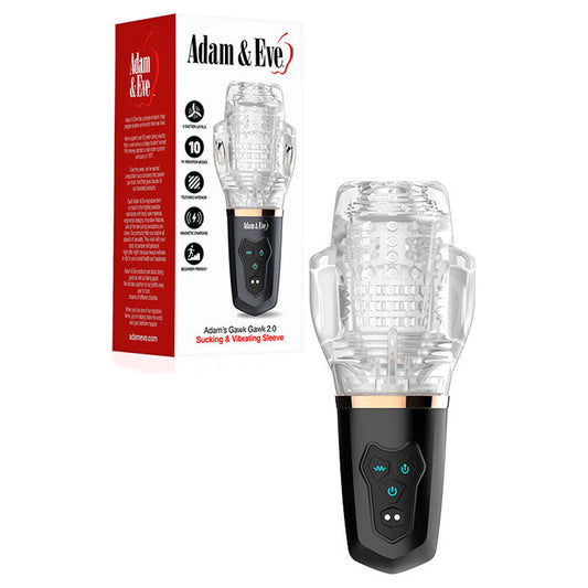 Adam & Eve Adam's Gawk Gawk 2.0 - Clear USB Rechargeable Rotating & Vibrating Masturbator Adam & Eve