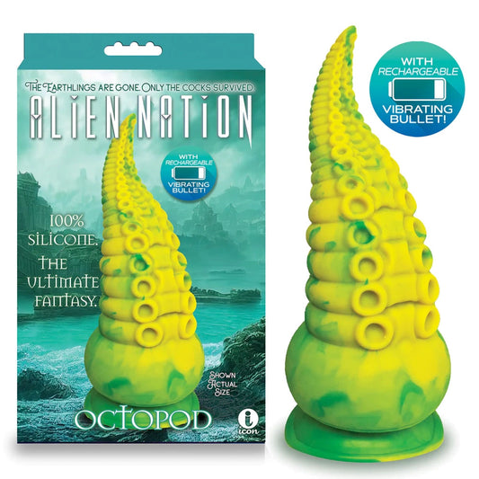 Alien Nation - Octopod - Yellow/Green 22.9 cm USB Rechargeable Vibrating Fantasy Dong Coloured - Club X