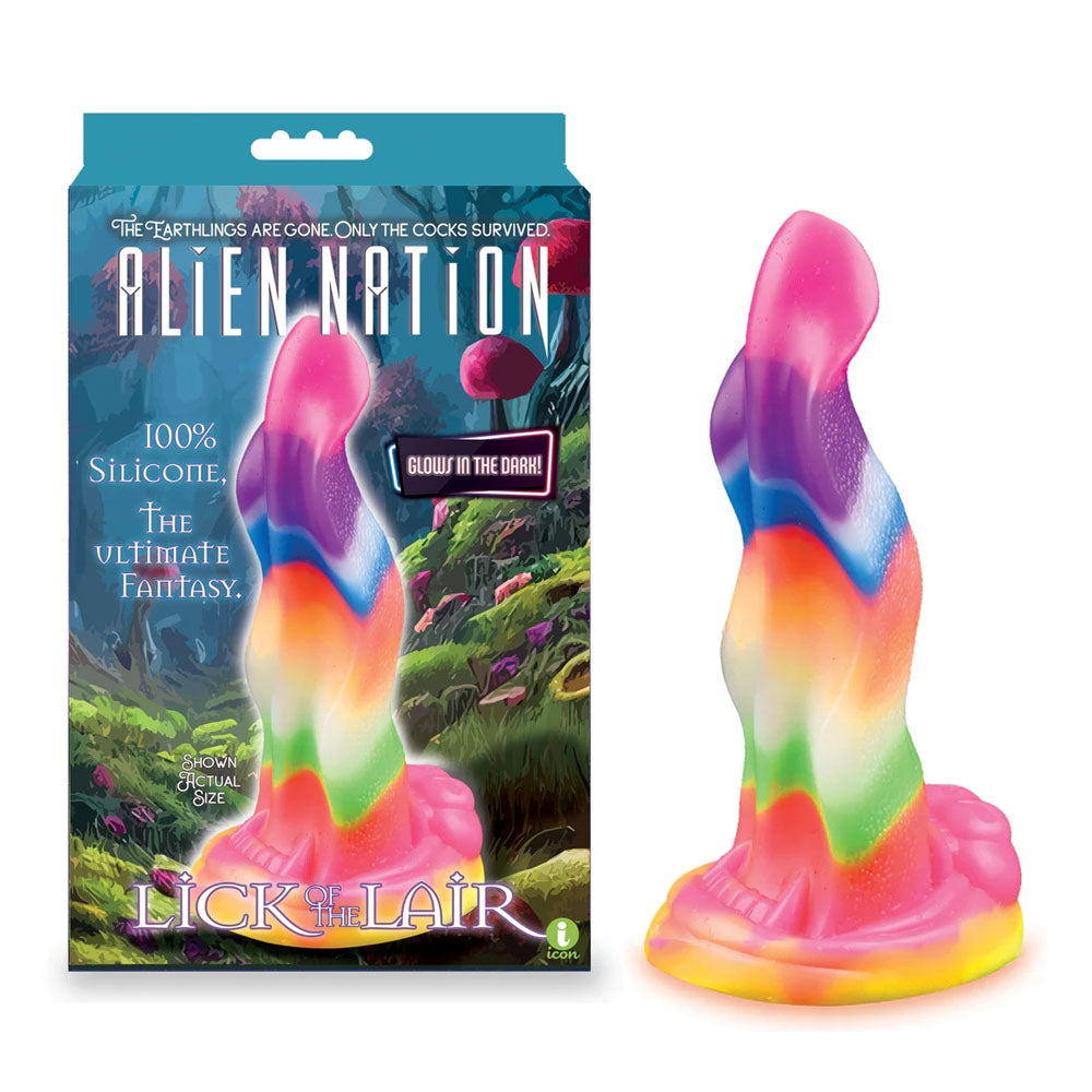 Alien Nation - Lick Of The Lair - Glow in Dark Rainbow 17.8 cm Fantasy Dong Coloured - Club X