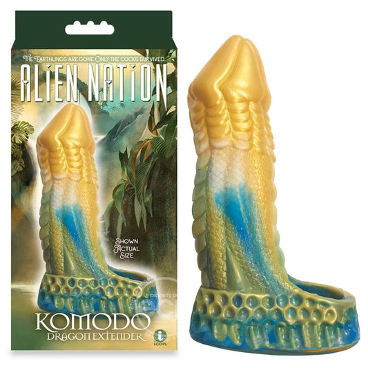 Alien Nation - Komodo - Blue/Gold 16.5 cm Penis Extender Fantasy Sleeve Coloured - Club X