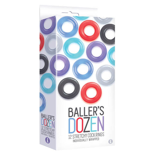 Baller's Dozen - Smooth - Individually Wrapped Cock Rings - Pack of 12 Icon Brands
