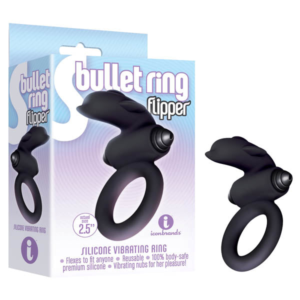 S-Bullet Ring - Flipper - Black Vibrating Cock Ring Icon Brands