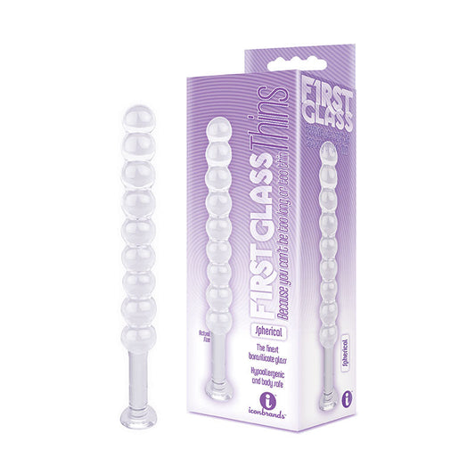 The 9's First Glass Thins, Spherical - Clear Glass 17.8 cm Anal Beads Icon Brands